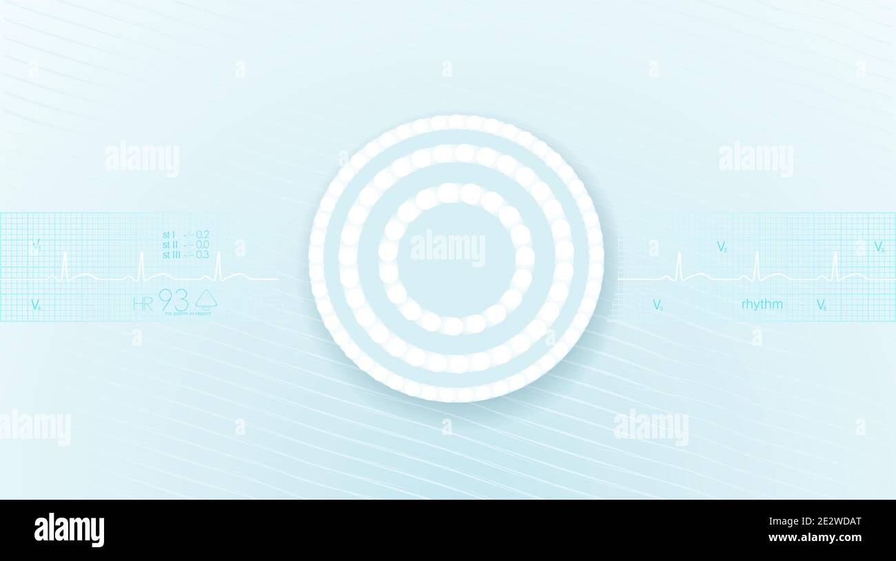 Sfondo cardiologico astratto con tracciato ECG e luce, vettore. Illustrazione Vettoriale