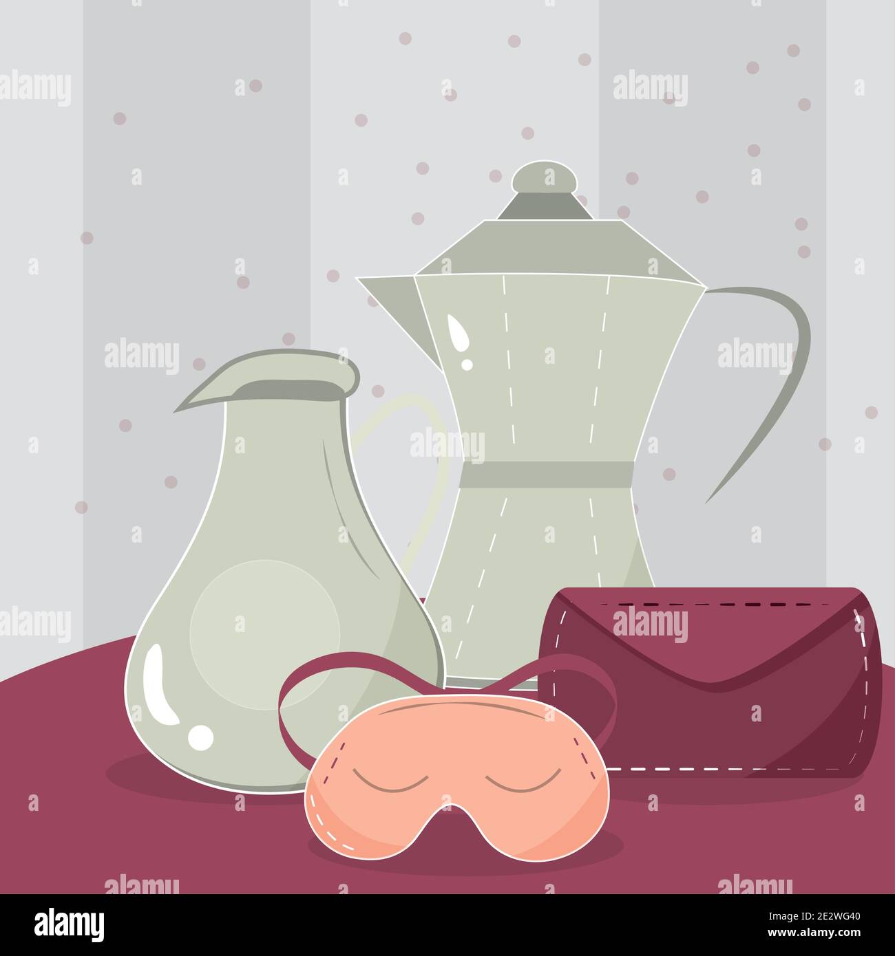 cartoon tè pentola caraffa busta hygge stile illustrazione vettoriale Illustrazione Vettoriale