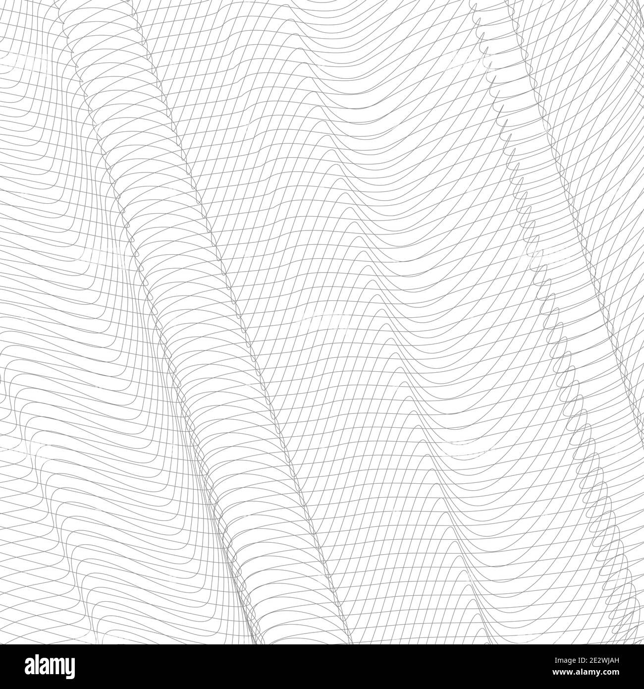 Rete drappeggiato grigia, tessuto, rete. Pattern line art monocromatico. Curve sottili, sfondo bianco. Linee sottili aggrovigliate. Disegno astratto vettoriale. EPS10 Illustrazione Vettoriale