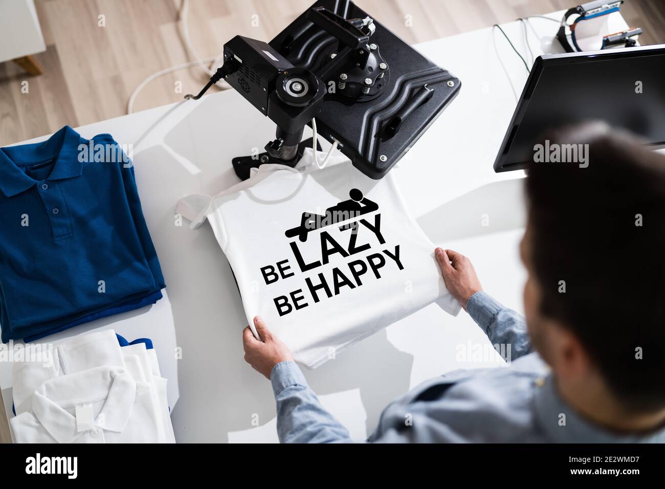 Stampa di magliette con trasferimento termico. Merchandising TShirt Foto Stock