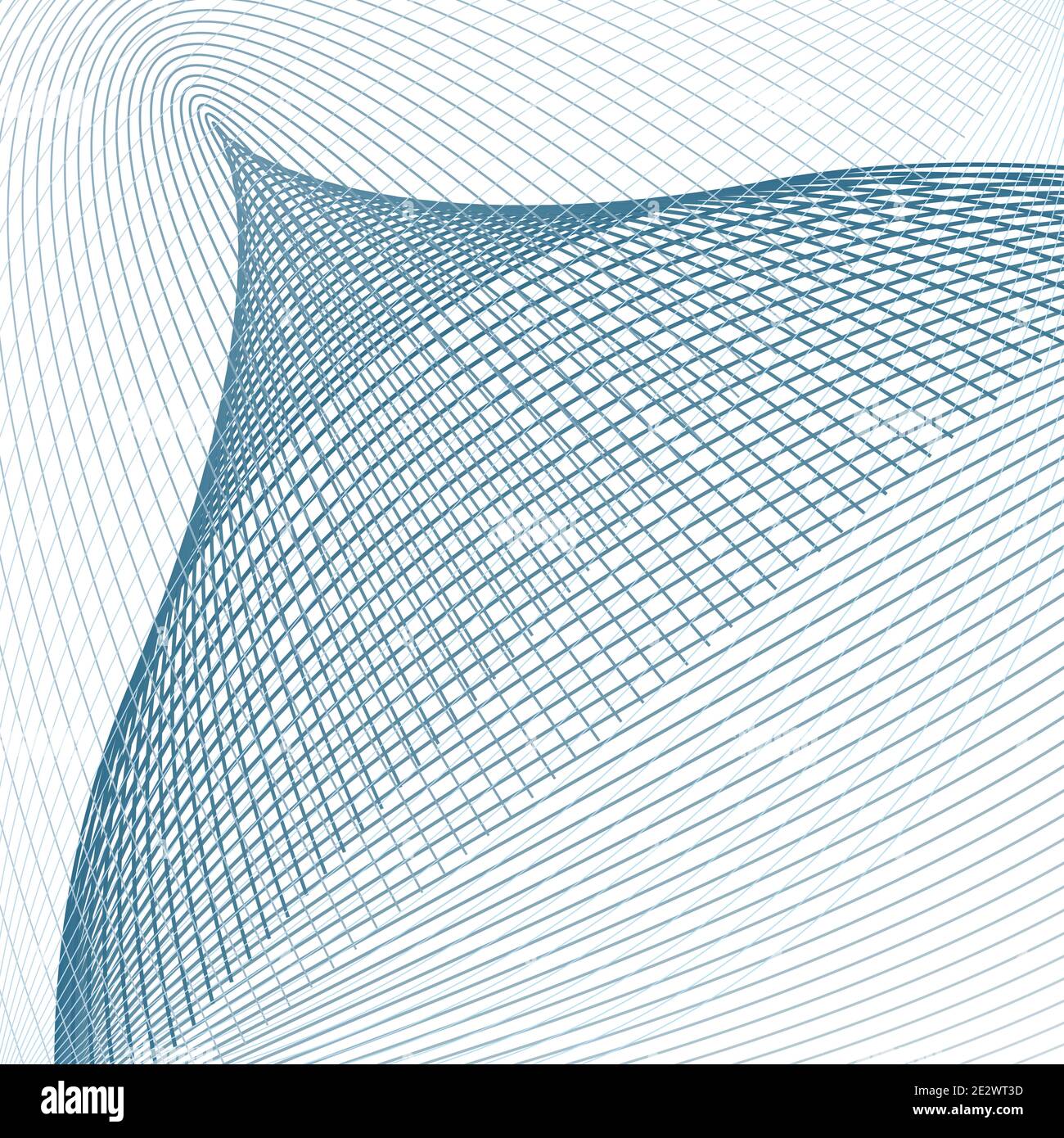 Suono, onde radio. Energia, concetto di potenza. Curve intersecanti blu scuro grigio. Progettazione tecnologica astratta. Pattern vettoriale line art. Sfondo bianco Illustrazione Vettoriale