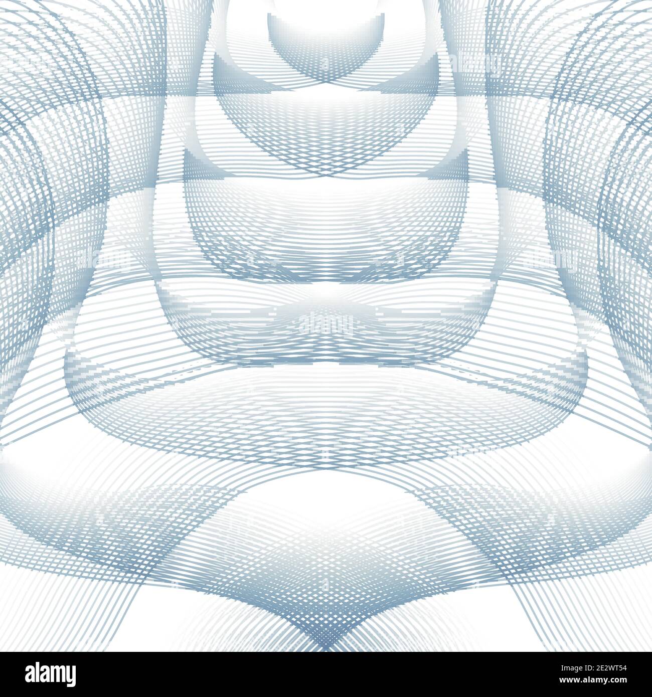 Intricato ornamento grigio. Schema lineare simmetrico. Design guilloche. Vettore astratto techno background. Linee sottili ondulate. Curve di curvatura squiggly. EPS10 Illustrazione Vettoriale