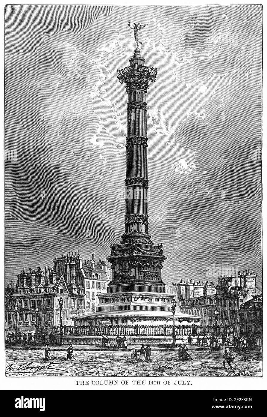 La colonna del 14 luglio, Illustrazione, Storia del mondo di Ridpath, Volume III, di John Clark Ridpath, LL. D., Merrill & Baker Publishers, New York, 1897 Foto Stock