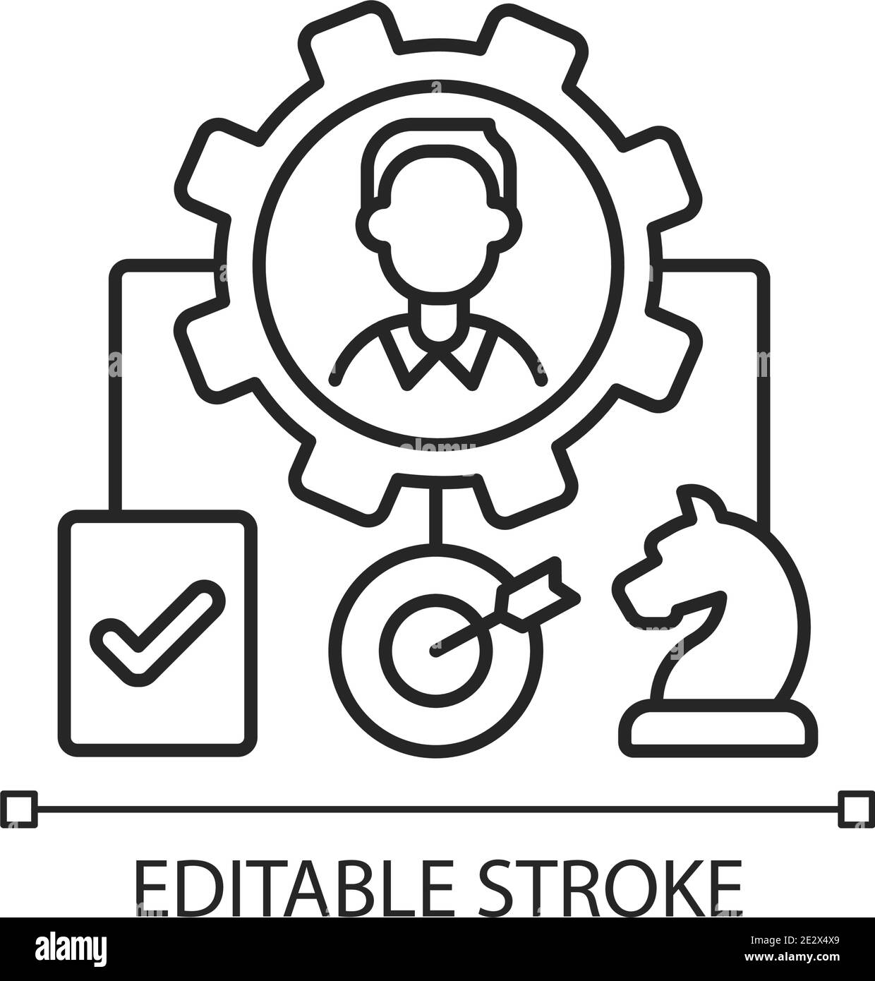 Icona lineare di gestione delle operazioni Illustrazione Vettoriale