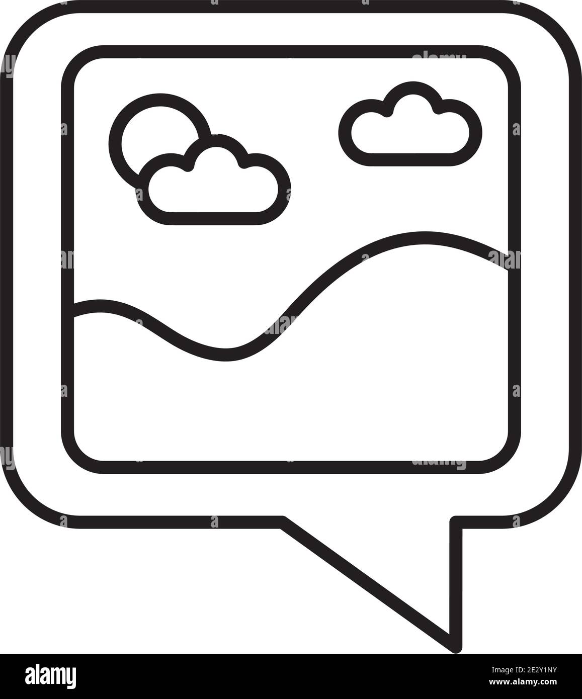 foto con le onde del mare e il sole del mare nella bolla del parlato stile linea Illustrazione Vettoriale