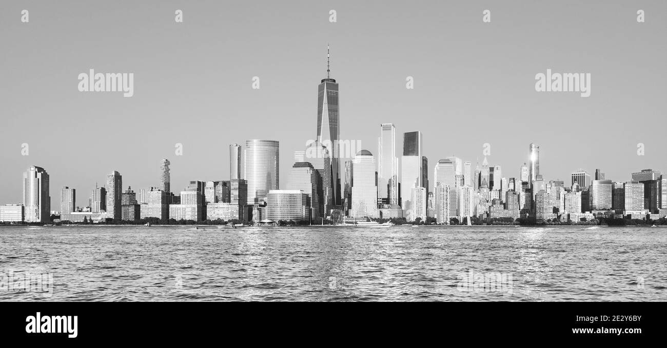 Immagine in bianco e nero della skyline di Manhattan, New York City, Stati Uniti d'America. Foto Stock