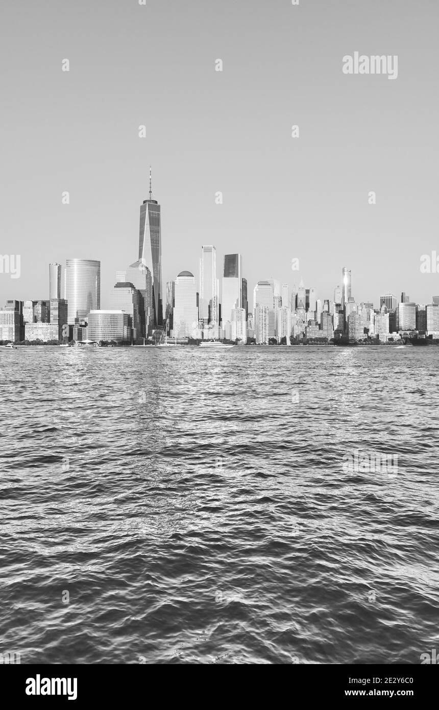 Immagine in bianco e nero della skyline di Manhattan, New York City, Stati Uniti d'America. Foto Stock