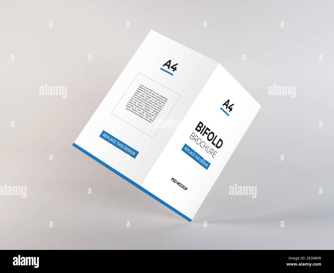 Modello di Mockup PSD per brochure a due pieghe in formato A4 realistico Foto Stock