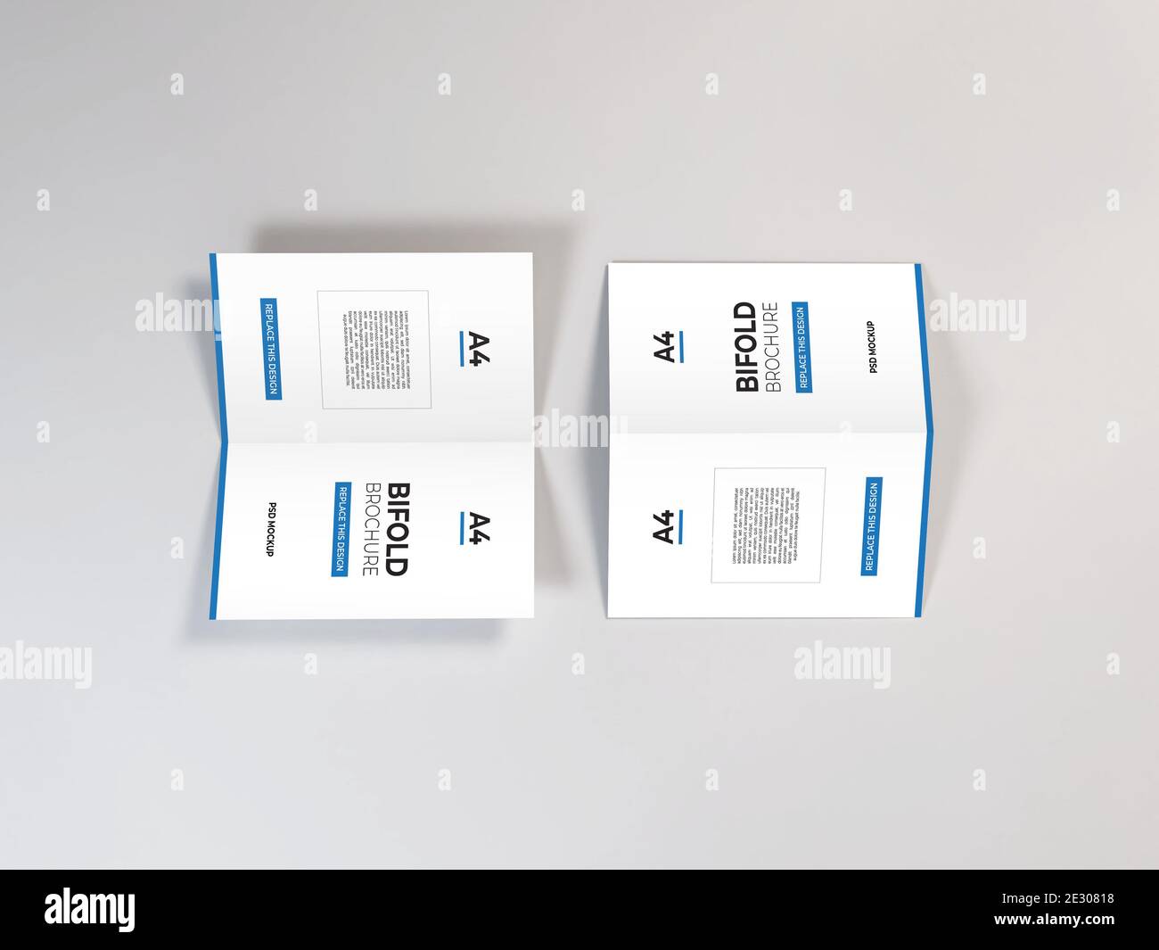 Modello di Mockup PSD per brochure a due pieghe in formato A4 realistico Foto Stock