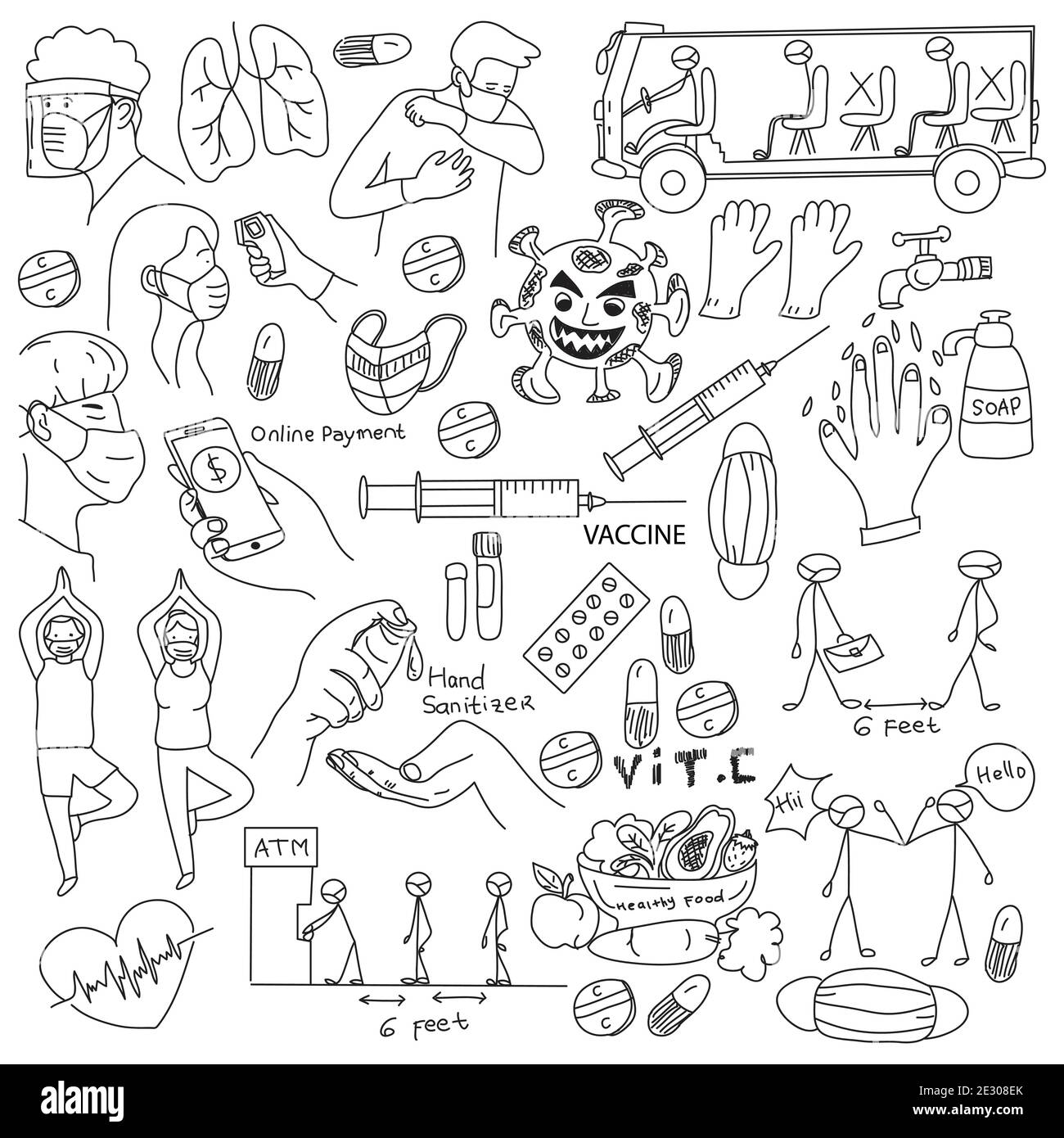 Disegno a mano di nuovo normale, schizzo e doodle illustrazione Illustrazione Vettoriale