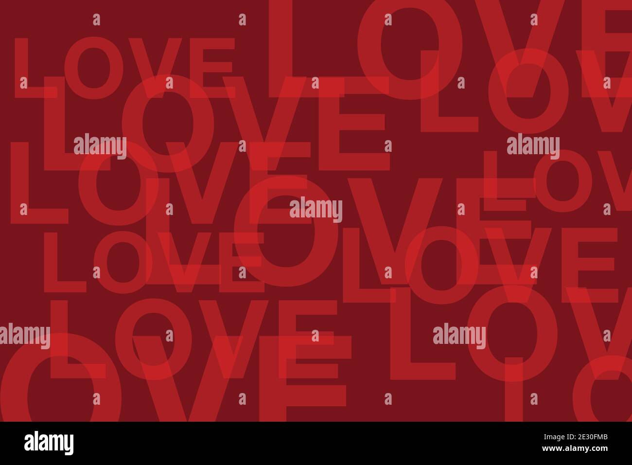 Sfondo di design tipografico moderno fatto con la parola 'amore'. Grafica vettoriale vivace, audace e semplice di colore rosso. Foto Stock