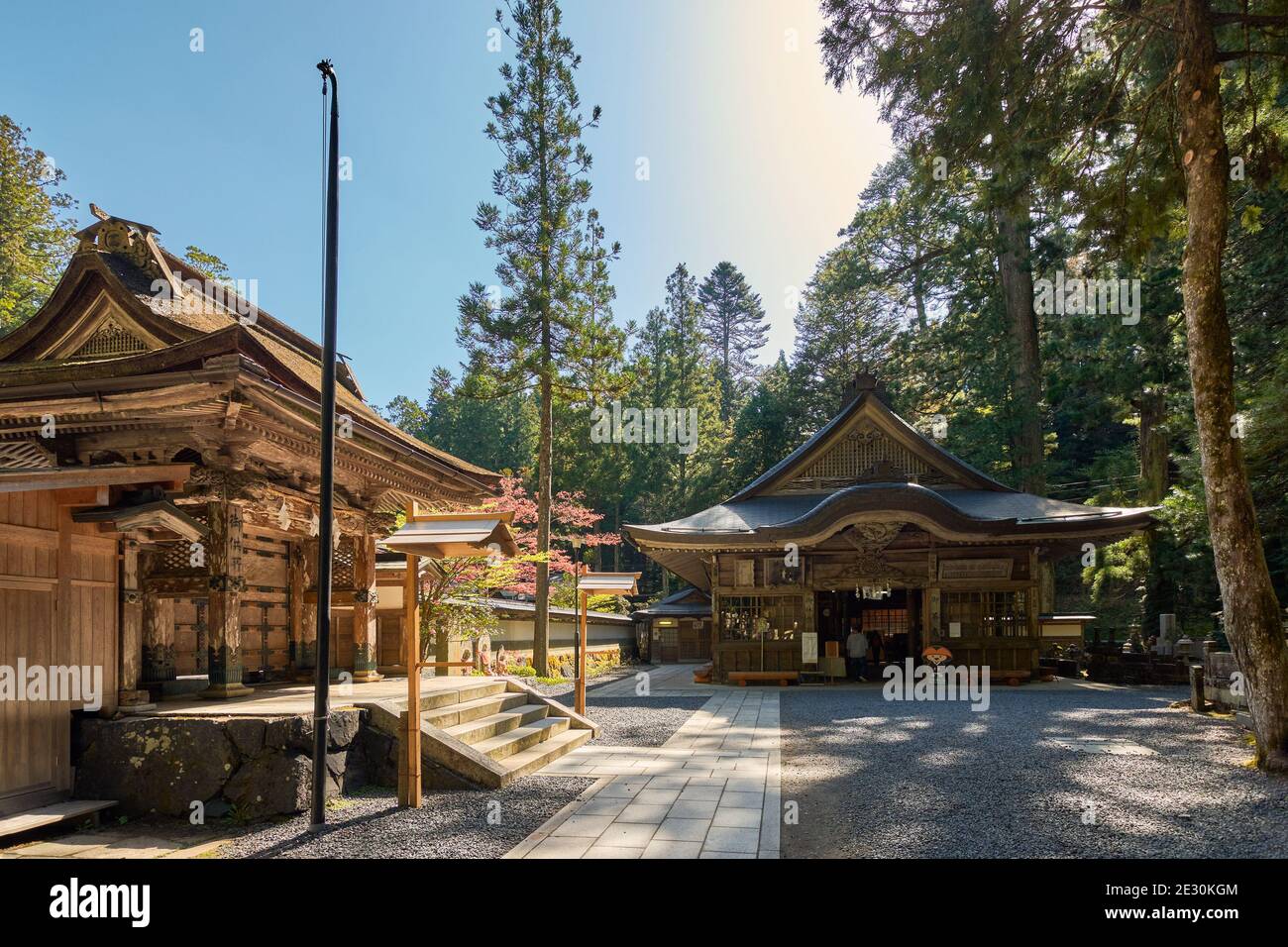 Koya, prefettura di Wakayama, Giappone - 29 aprile 2018: Tempio buddista al Koyasan Mount Koya, sito patrimonio dell'umanità dell'UNESCO e un centro di 1200 anni o Foto Stock