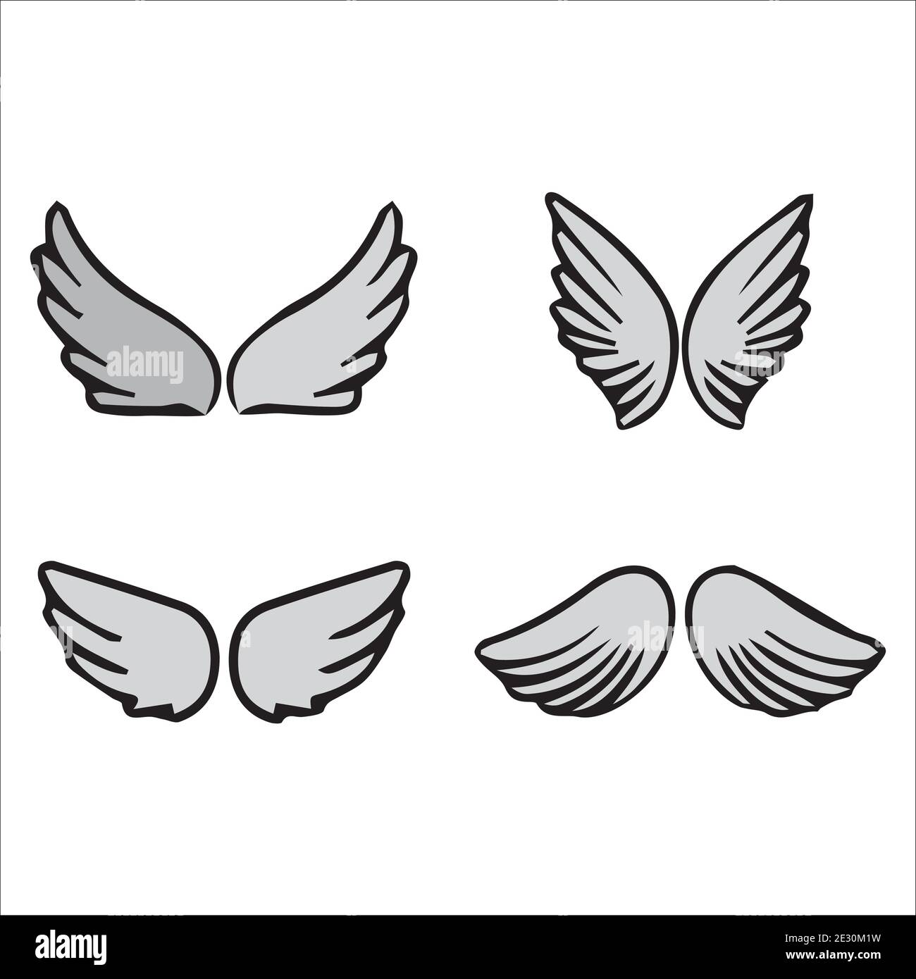 Set vettoriale di ali di angelo Illustrazione Vettoriale