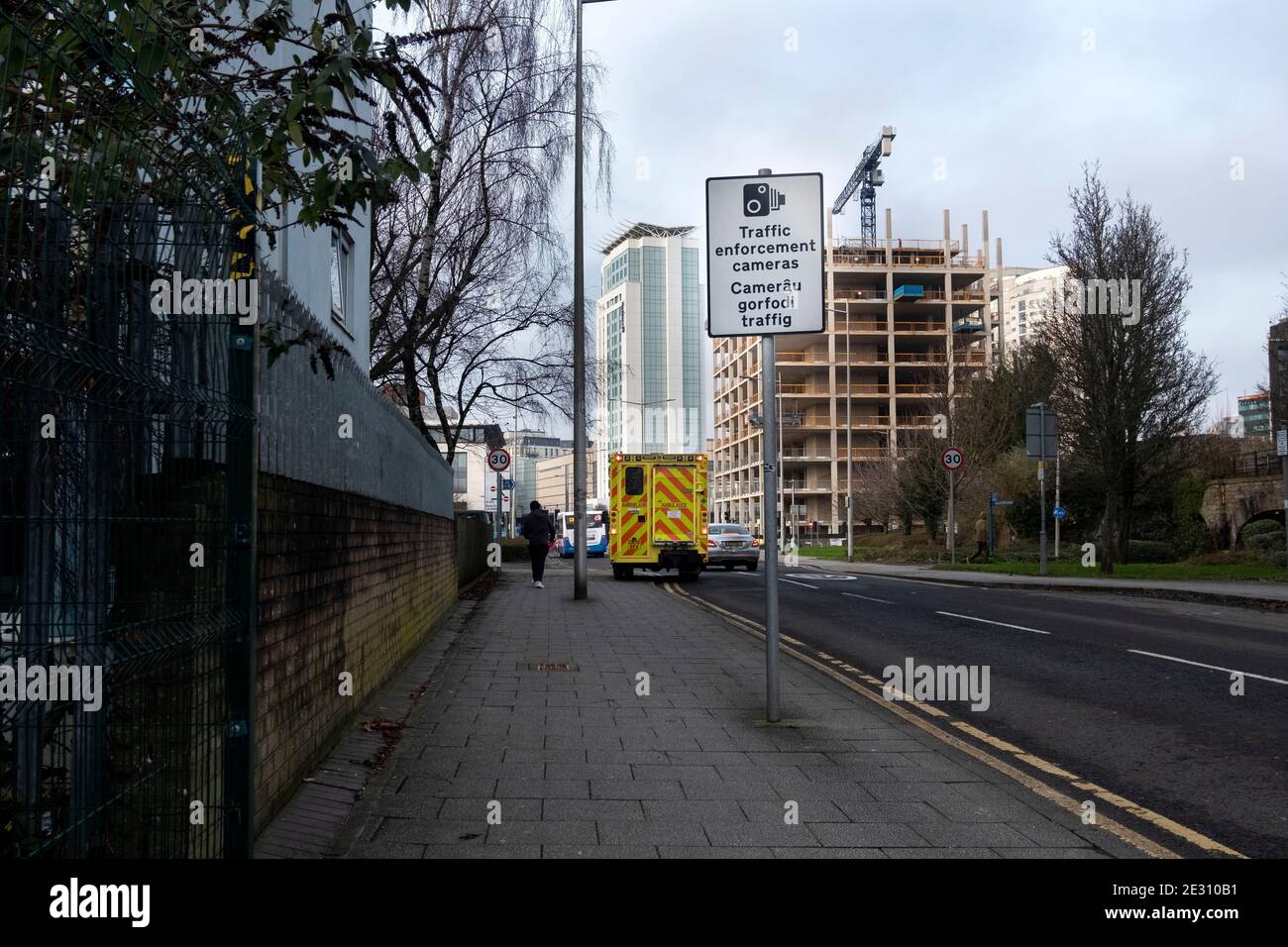 Cardiff, Galles. Gennaio 15 2021. Varie immagini di strada del centro di Cardiff sotto le restrizioni di livello 4. Foto Stock