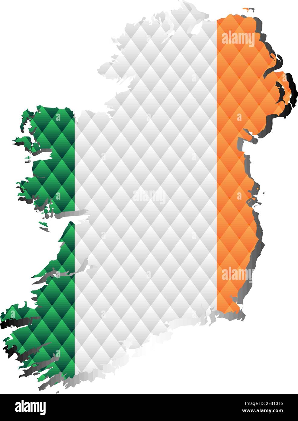 Mappa a mosaico dell'Irlanda - Illustrazione, Mappa tridimensionale dell'Irlanda Illustrazione Vettoriale
