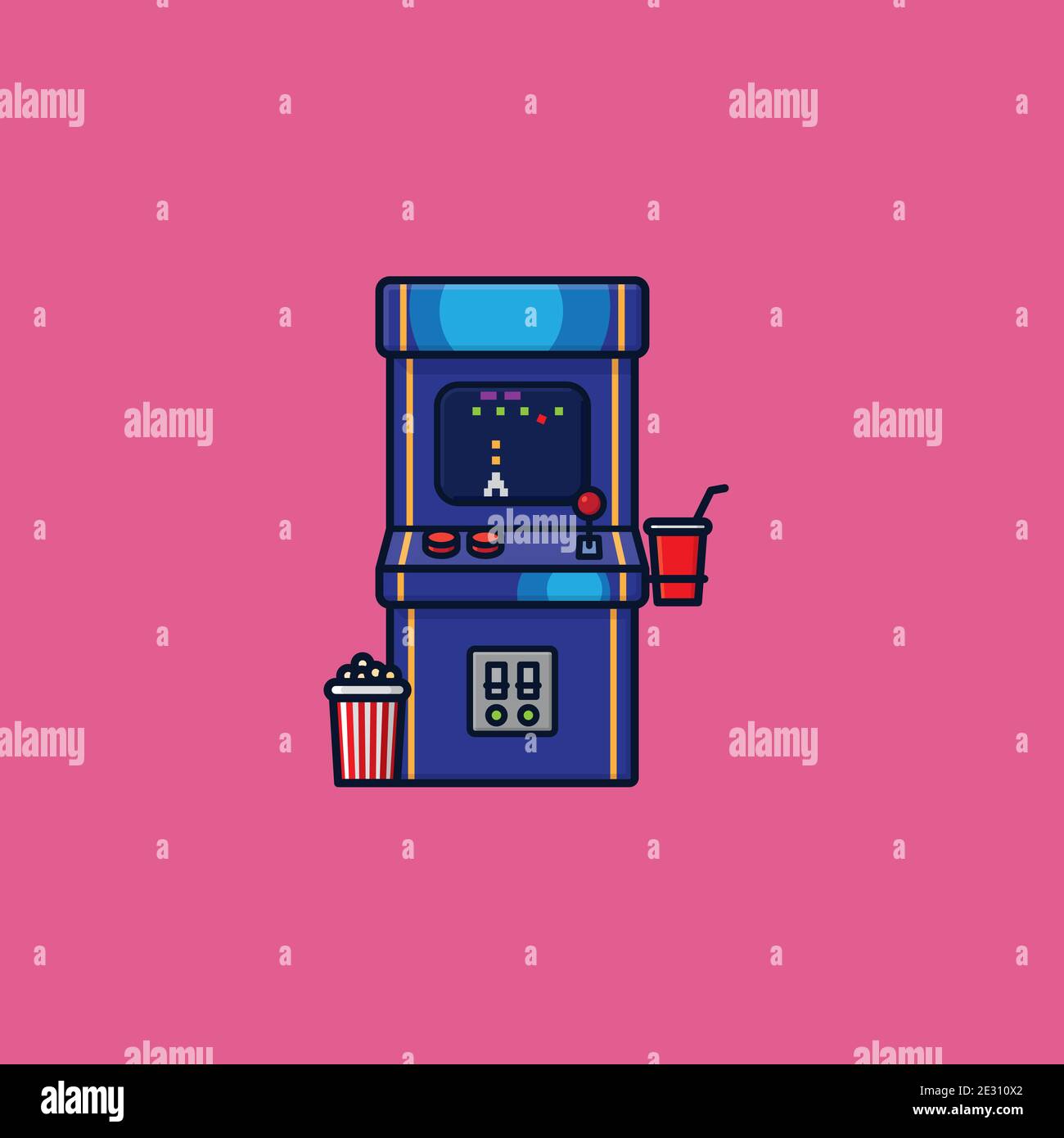 Illustrazione vettoriale di un videogioco arcade per la Giornata dei videogiochi del 12 settembre. Illustrazione Vettoriale