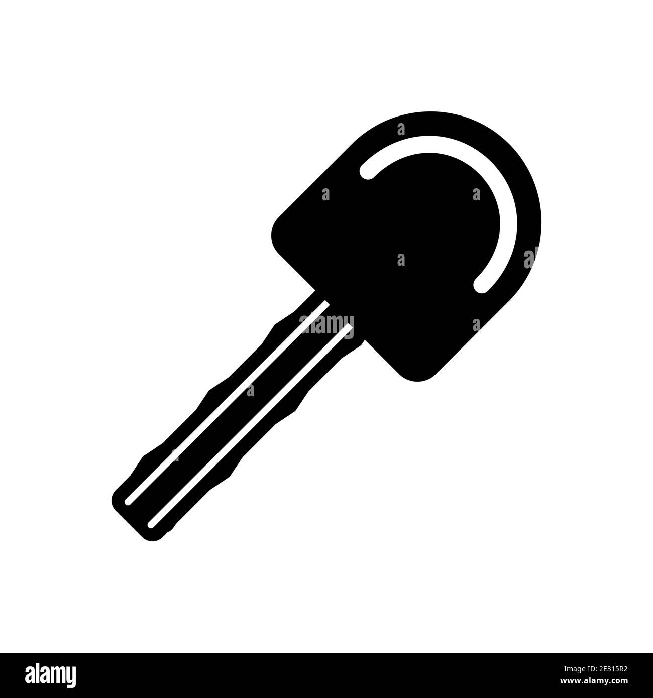 Icona nera isolata della chiave dell'auto su sfondo bianco. Illustrazione del vettore di segnale di sblocco. Illustrazione Vettoriale