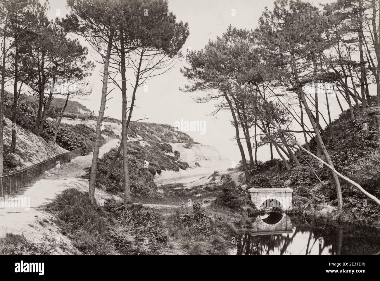 Fotografia d'epoca del XIX secolo: Branksome Chine Beach, Bournemouth Foto Stock
