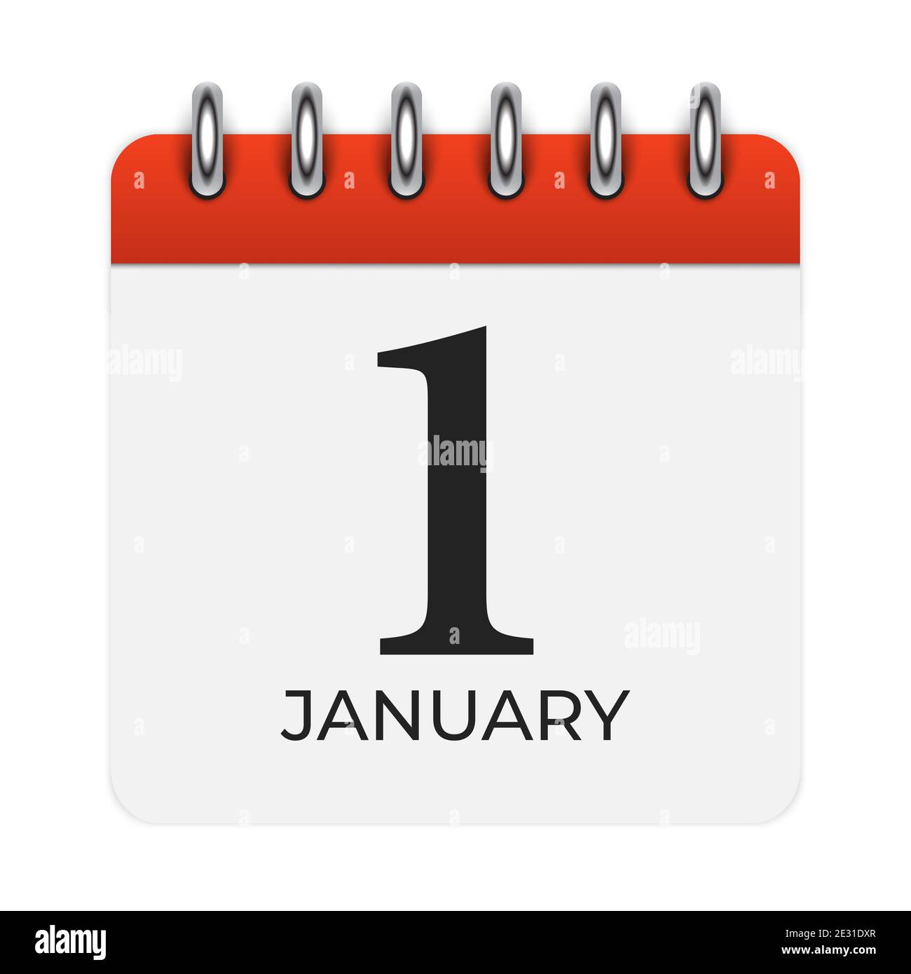 Icona Calendario 1 gennaio. Illustrazione Foto Stock