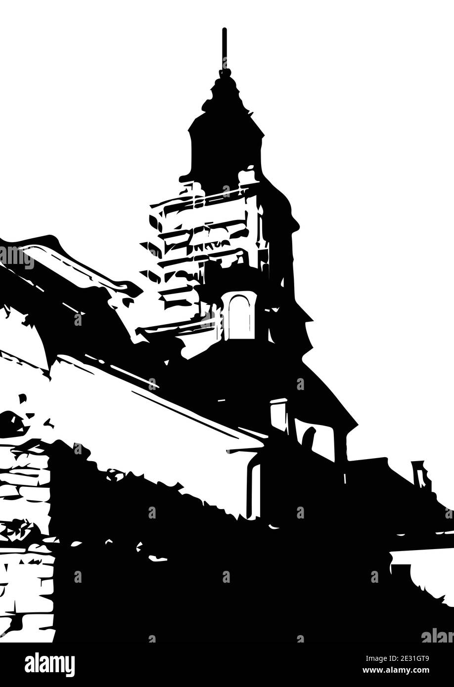 Sagoma della cattedrale cattolica illustrazione vettoriale per il design Illustrazione Vettoriale