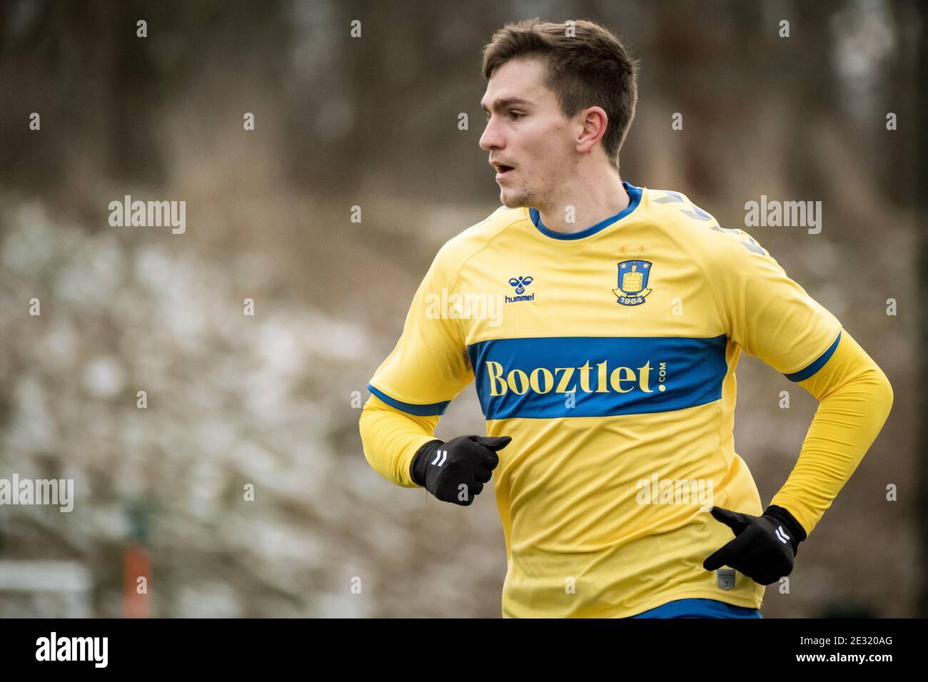 Broendby, Danimarca. 16 gennaio 2021. Mikael Uhre (11) di Broendby SE visto durante una partita di prova tra Broendby IF e Kolding IF al campo di allenamento Broendby IF di Broendby. (Photo Credit: Gonzales Photo/Alamy Live News Foto Stock