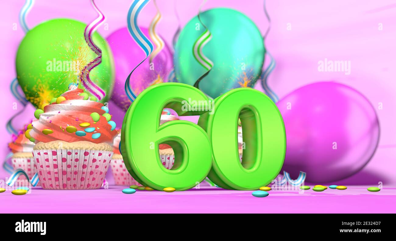 Uomo ispanico con numero 60 palloncini al compleanno partito Foto stock -  Alamy