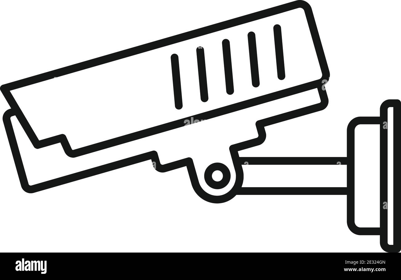 Icona della telecamera esterna per poliziotti, stile contorno Illustrazione Vettoriale