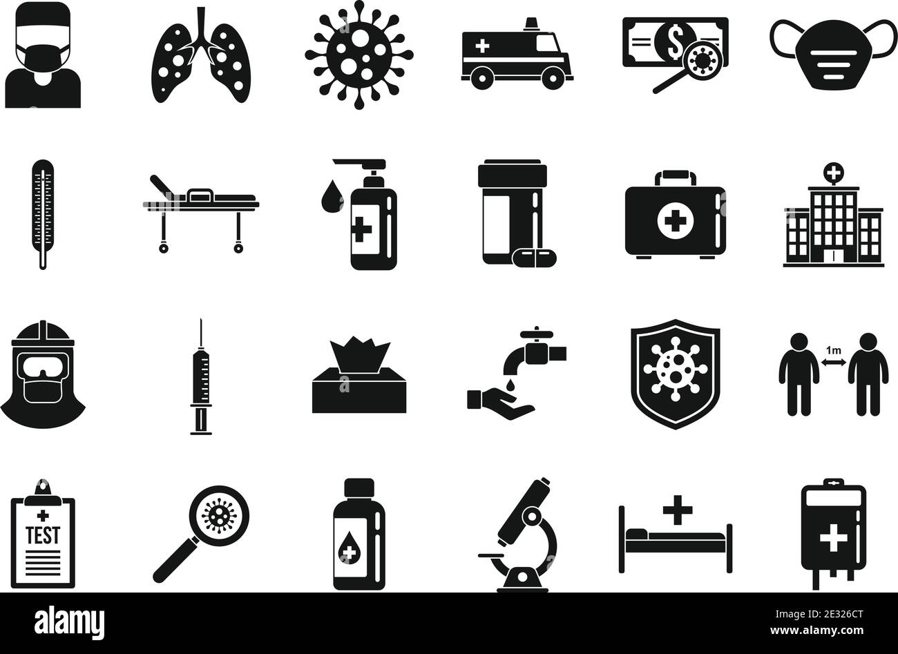 Set di icone coronavirus, stile semplice Illustrazione Vettoriale