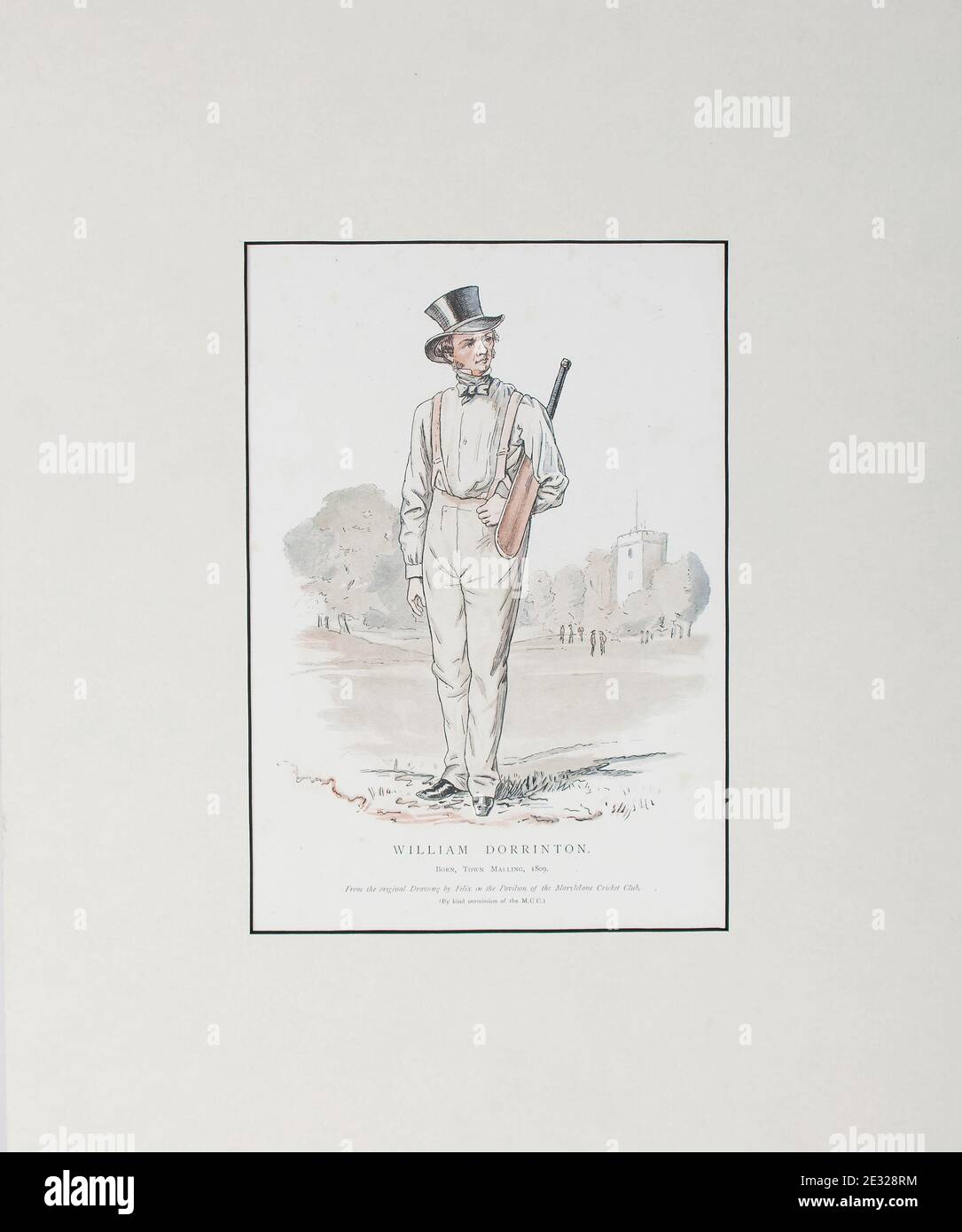 Illustrazione d'epoca con il cricketer Kent William Dorrington. 1888 Foto Stock