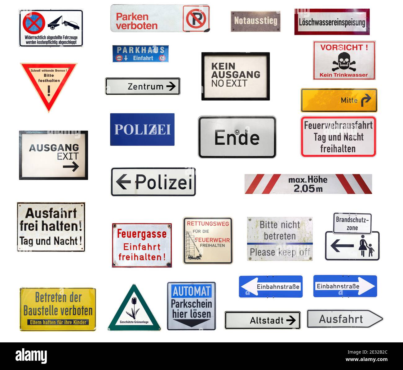 Cartelli stradali tedeschi isolati su sfondo bianco Foto stock - Alamy