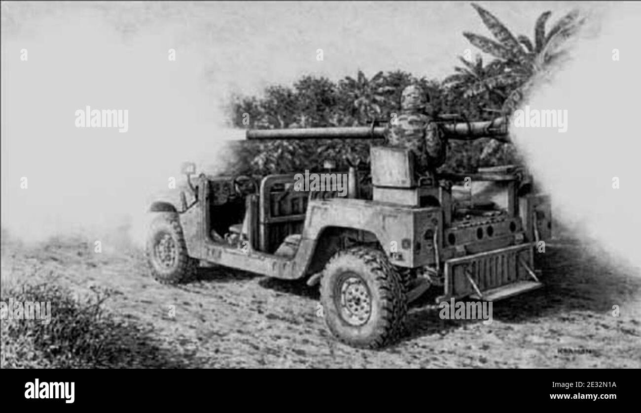 M40A2-recoilless-fucile-camion-vietnam. Foto Stock