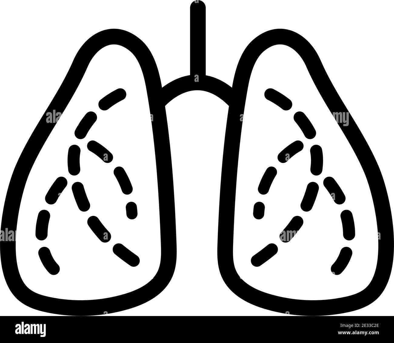 Icona polmoni in stile contorno isolato su sfondo bianco. Vettore stock simbolo organi. Illustrazione Vettoriale