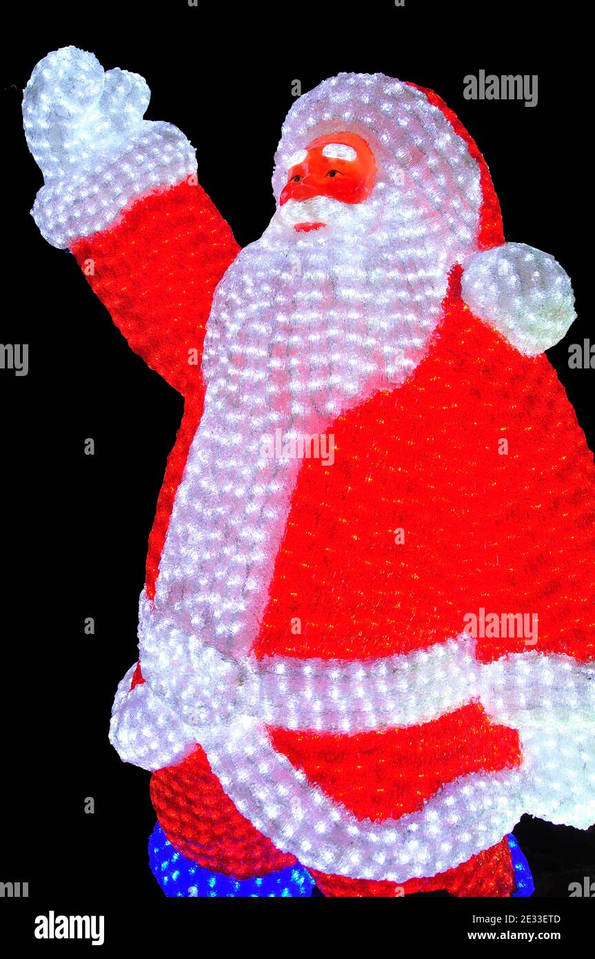 Crystal LED Father Christmas, Greater London, Inghilterra, Regno Unito Foto Stock