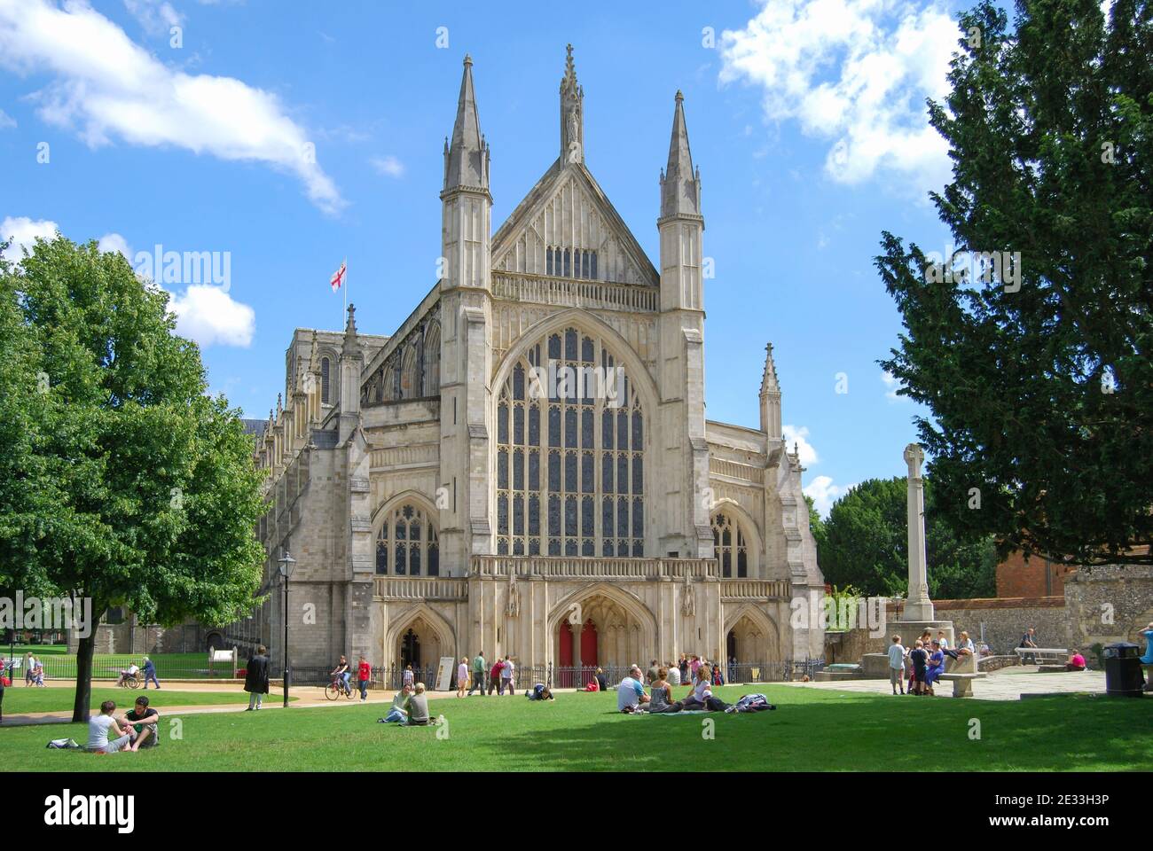 La Cattedrale di Winchester, Cattedrale vicino, Winchester, Hampshire, Inghilterra, Regno Unito Foto Stock