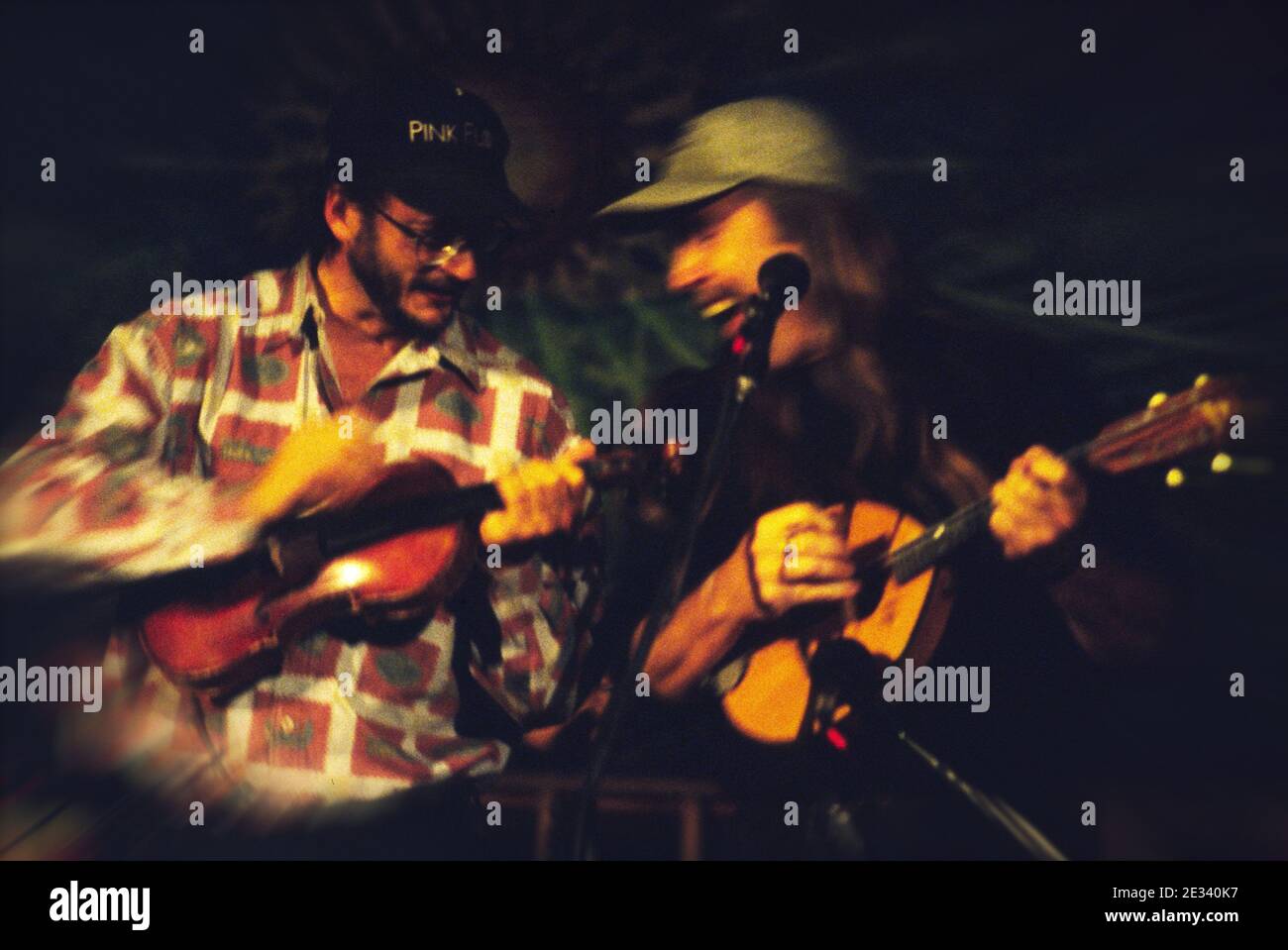 Due musicisti al McCall, Idaho Folk Music Festival, Foto Stock