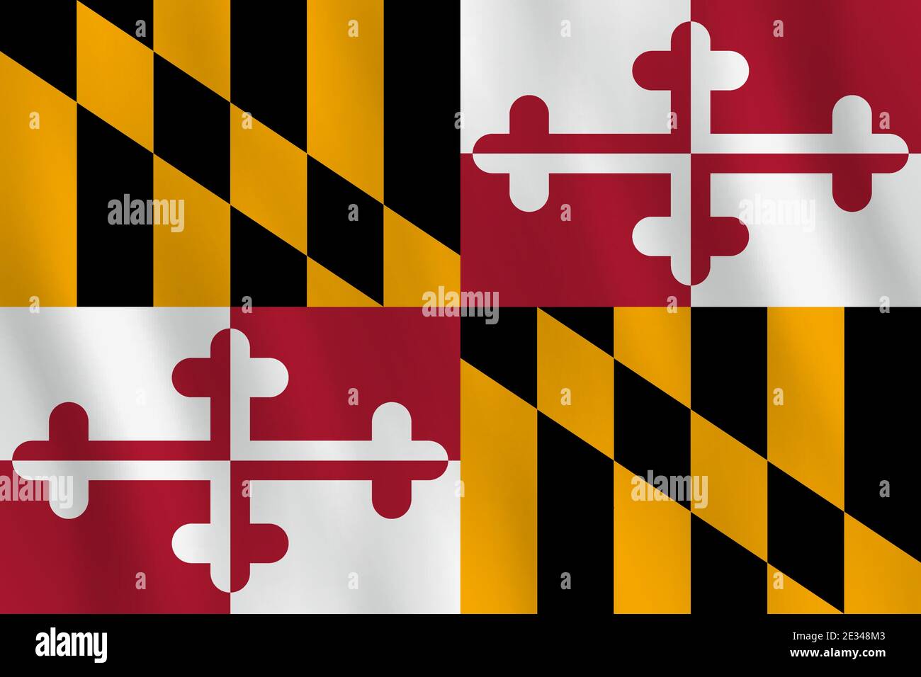 Bandiera del Maryland con effetto ondulato, proporzione ufficiale. Illustrazione Vettoriale