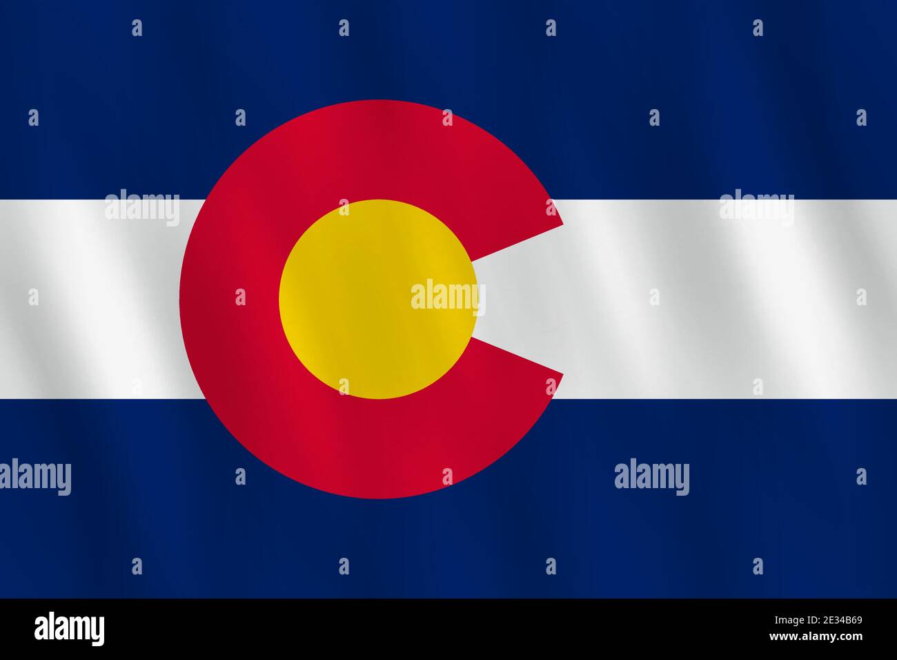 Bandiera dello stato americano del Colorado con effetto ondulato, proporzione ufficiale. Illustrazione Vettoriale