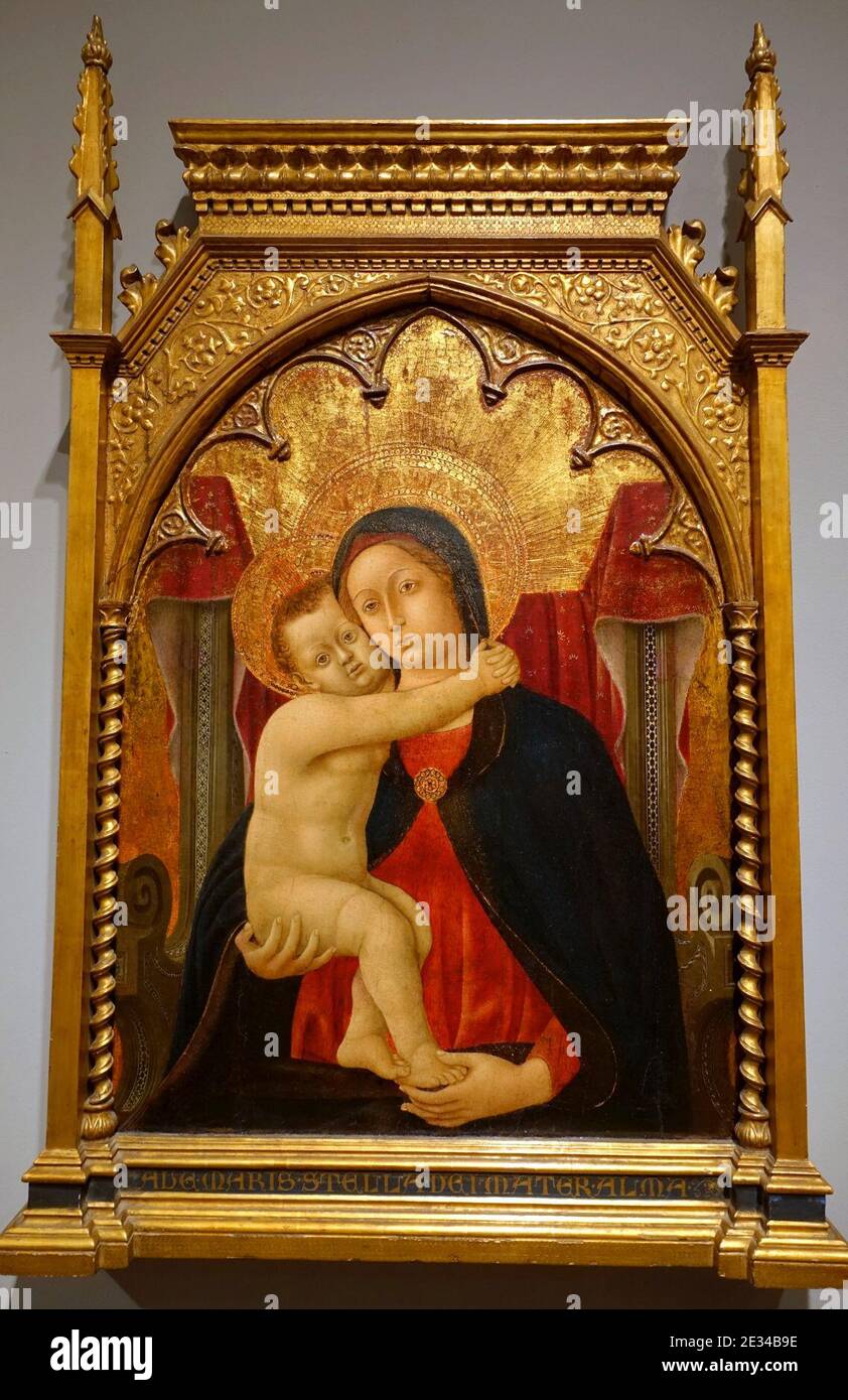 Madonna col Bambino, di Domenico di Bartolo, italiano, c. 1436, tempera su pannello di legno - Foto Stock
