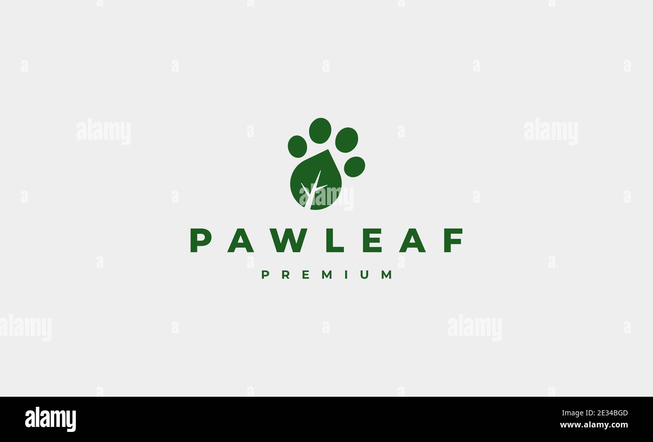 paw foglia plantare logo disegno vettoriale Illustrazione Vettoriale