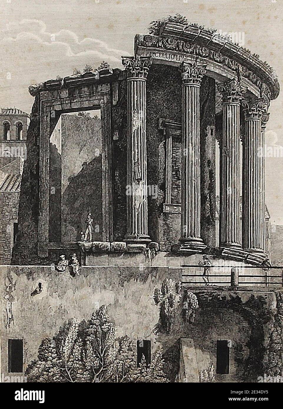 Luigi Rossini Veduta del Tempio della Sibilla a Tivoli 1824. Foto Stock