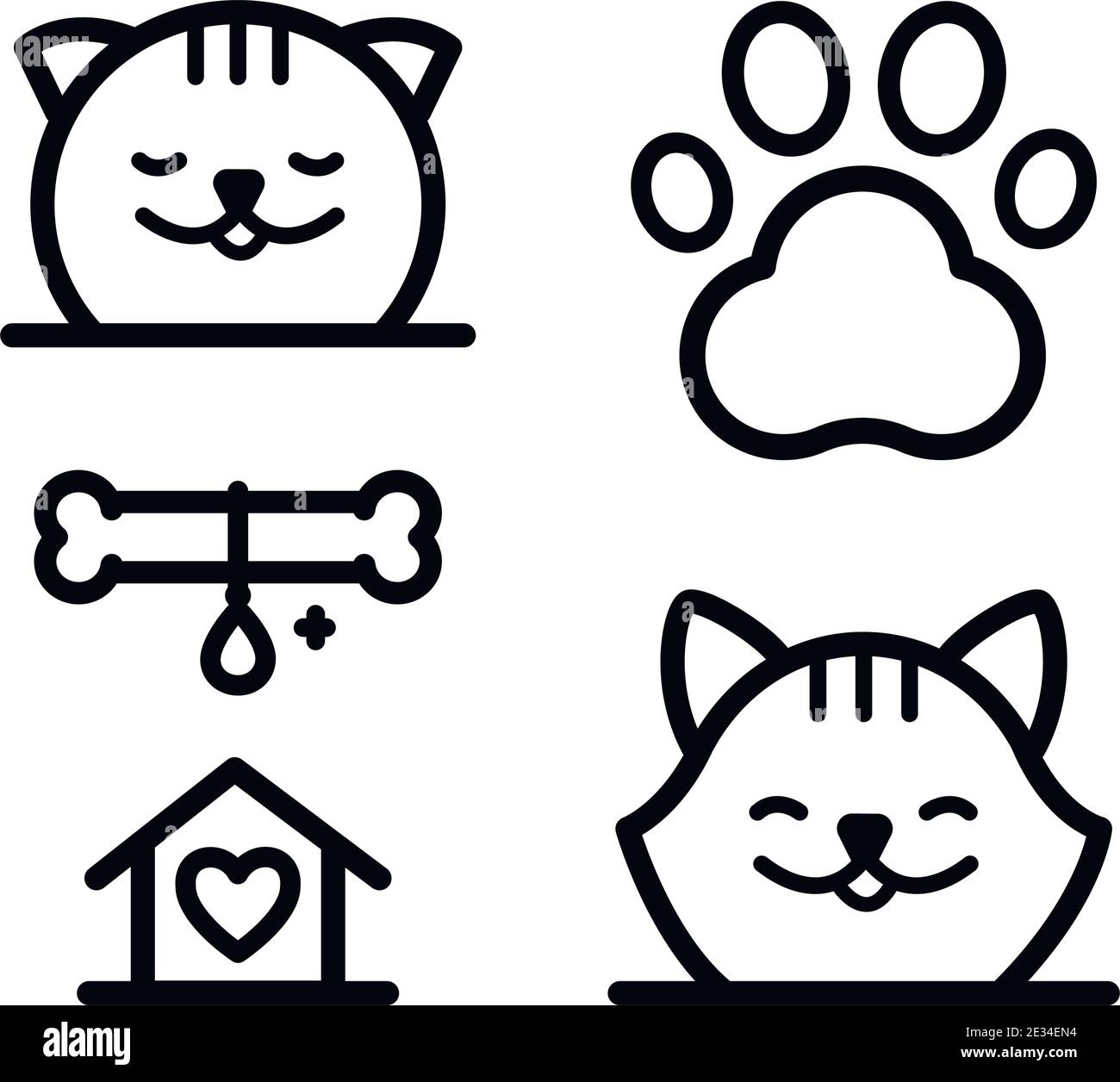 Set di logo vettoriali per animali domestici di concetto minimo. Vettore per negozio di animali o hotel. Illustrazione Vettoriale