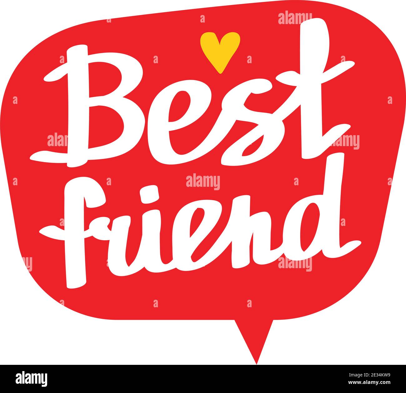 Migliori amici - simpatico vettore scritta in bolla rossa, con cuore. Illustrazione Vettoriale