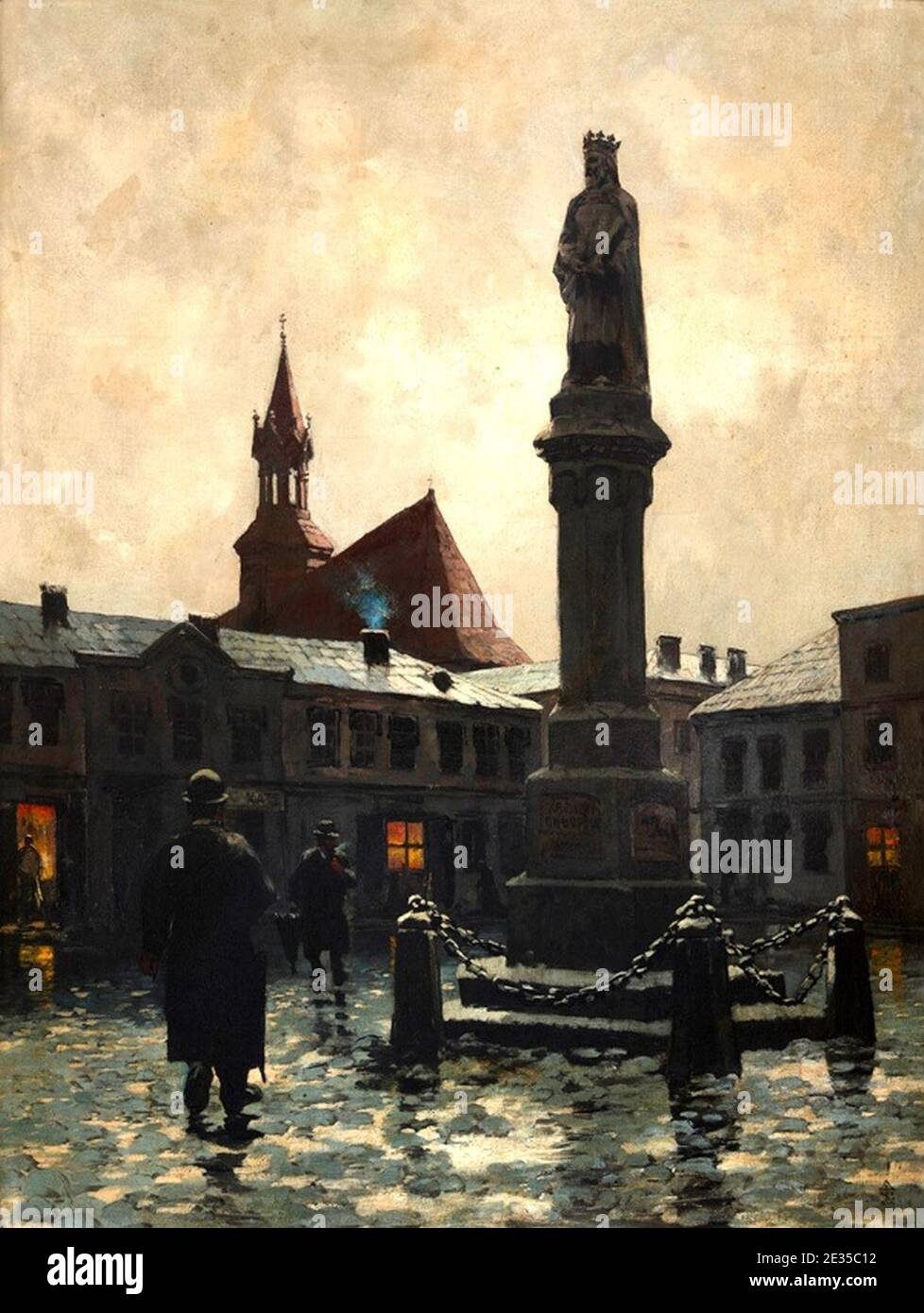 Ludwik Stasiak - Rynek w Bochni w nocy 1896. Foto Stock