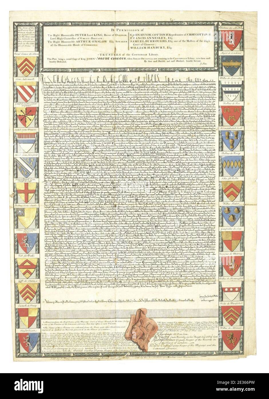 Magna carta - incisione John Pine 1733. Foto Stock