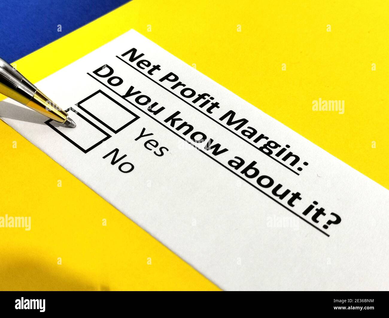Una persona sta rispondendo alla domanda sul margine di profitto netto. Foto Stock