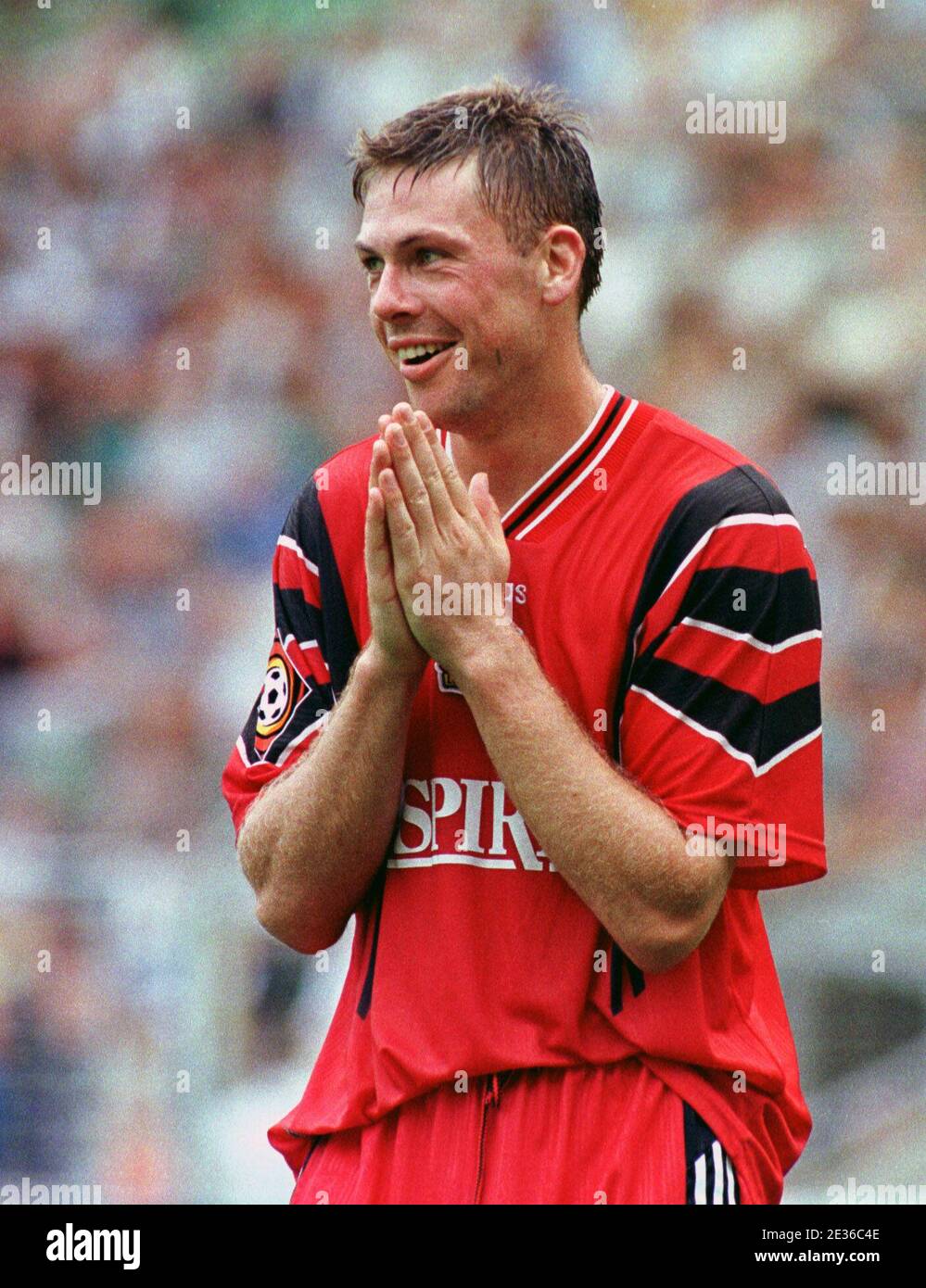 Leverkusen Germania 23.8.1997, Calcio: Stagione Bundesliga 97/98, Bayer 04 Leverkusen (LEV) vs Karlsruher SC (KSC) 6:1 - Eric Meijer (LEV) Foto Stock