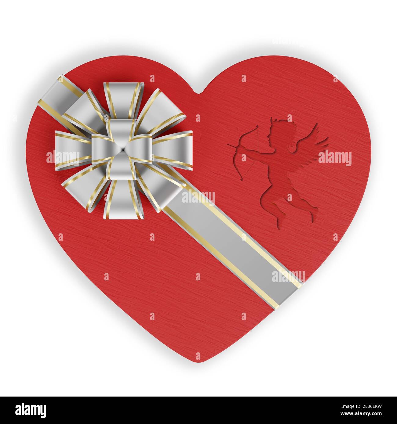 illustrazione 3d. Confezione regalo a forma di cuore. Adatto per San Valentino, matrimonio, fidanzamento e amore. Foto Stock