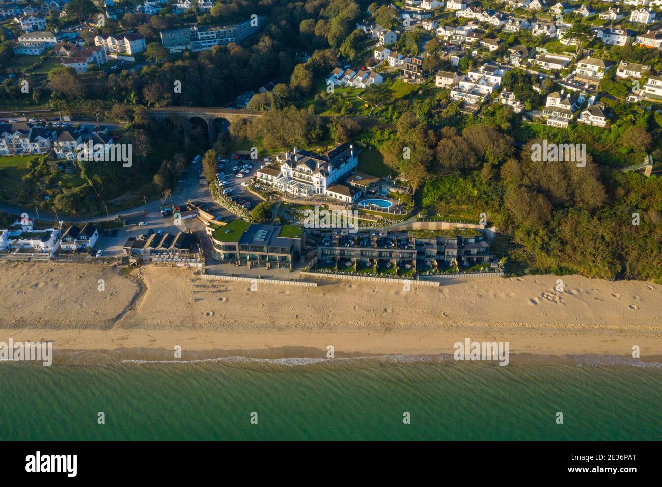 Immagine aerea del Carbis Bay Hotel Foto Stock