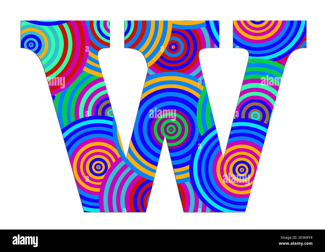 Alfabeto W fatto di divertente motivo cerchio colorato per decorazione Foto Stock