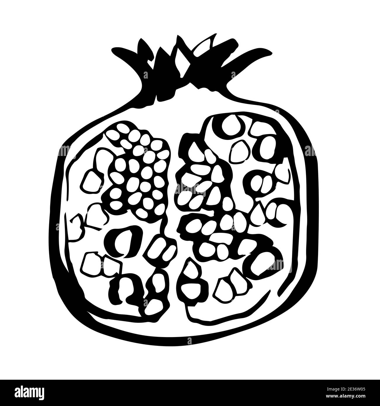 Illustrazione della frutta di melograno in linea arte colore nero isolato sopra Illustrazione Vettoriale